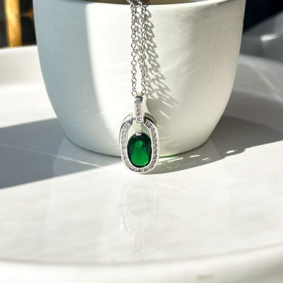 گردنبند هندسی جواهری آبکاری پلاتین