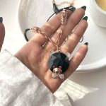 گردنبند بلند خرس جواهری آبکاری رزگلد