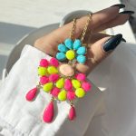 گردنبند بلند رنگارنگ آبکاری طلا