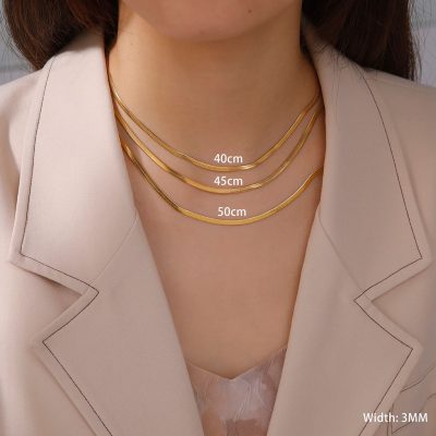 زنجیر هرینگبون استیل طلایی/نقره ای