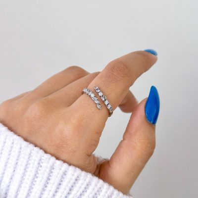 حلقه برگ marquise جواهری نقره قابل تنظیم