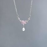 گردنبند گل صورتی آبکاری رودیوم