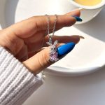 گردنبند خرگوش قلب صورتی آبکاری رودیوم