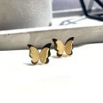 گوشواره پروانه میخی استیل طلایی - تصویر 2