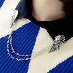 سنجاق یقه بال فرشته نقره ای