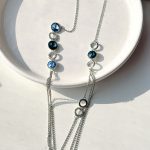 گردنبند بلند 3 زنجیره Swarovski آبکاری رودیوم