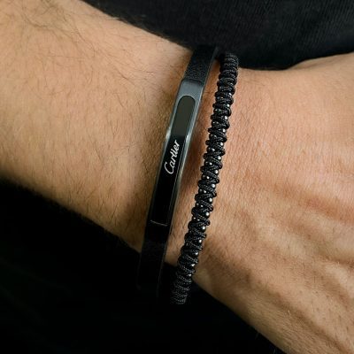 دستبند چرم بافت چند لایه Cartier استیل