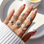 پک انگشتر شاخ گوزن برگ ضربان نقره ای/طلایی