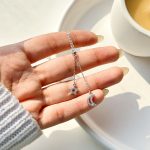 گردنبند 2 آویز ماه ستاره جواهری نقره