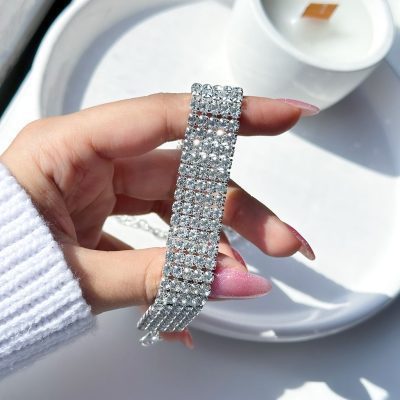 چوکر جواهری پهن نقره ای