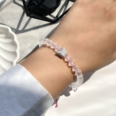 دستبند مهره ای پروانه جواهری نقره