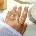 پک انگشتر شاخ گوزن برگ ضربان نقره ای/طلایی