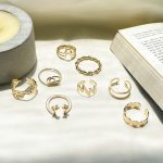 پک انگشتر شاخ گوزن برگ ضربان نقره ای/طلایی