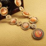 نیم ست سکه ای عقیق جواهری آبکاری طلا