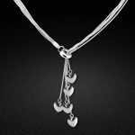 گردنبند قلب چند زنجیر آبکاری نقره