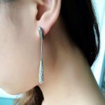 گوشواره آویزدار بلند Swarovski جواهری آبکاری رودیوم