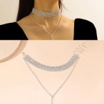 چوکر جواهری آویز بلند Dly نقره ای