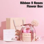 جعبه گل رز جاودان جواهری صورتی / آبی