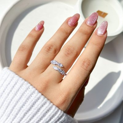 حلقه برگ emerald cut جواهری نقره قابل تنظیم