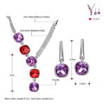 نیم ست Swarovski جواهری بنفش قرمز آبکاری رودیوم