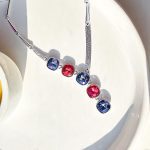 نیم ست Swarovski جواهری بنفش قرمز آبکاری رودیوم