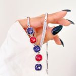 نیم ست Swarovski جواهری بنفش قرمز آبکاری رودیوم