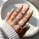 پک انگشتر مار جواهری نقره ای