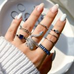 پک انگشتر مار جواهری نقره ای