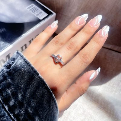 حلقه قلب عشق ابدی آبکاری رودیوم