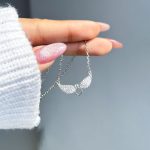 گردنبند بال فرشته سولیتر جواهری نقره