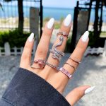 پک انگشتر مار جواهری نقره ای