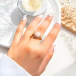 حلقه تاج مروارید رزگلد
