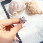 حلقه طرح برگ کریستال اتریش آبکاری پلاتین
