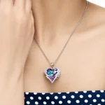 گردنبند قلب بال سواروفسکی نقره