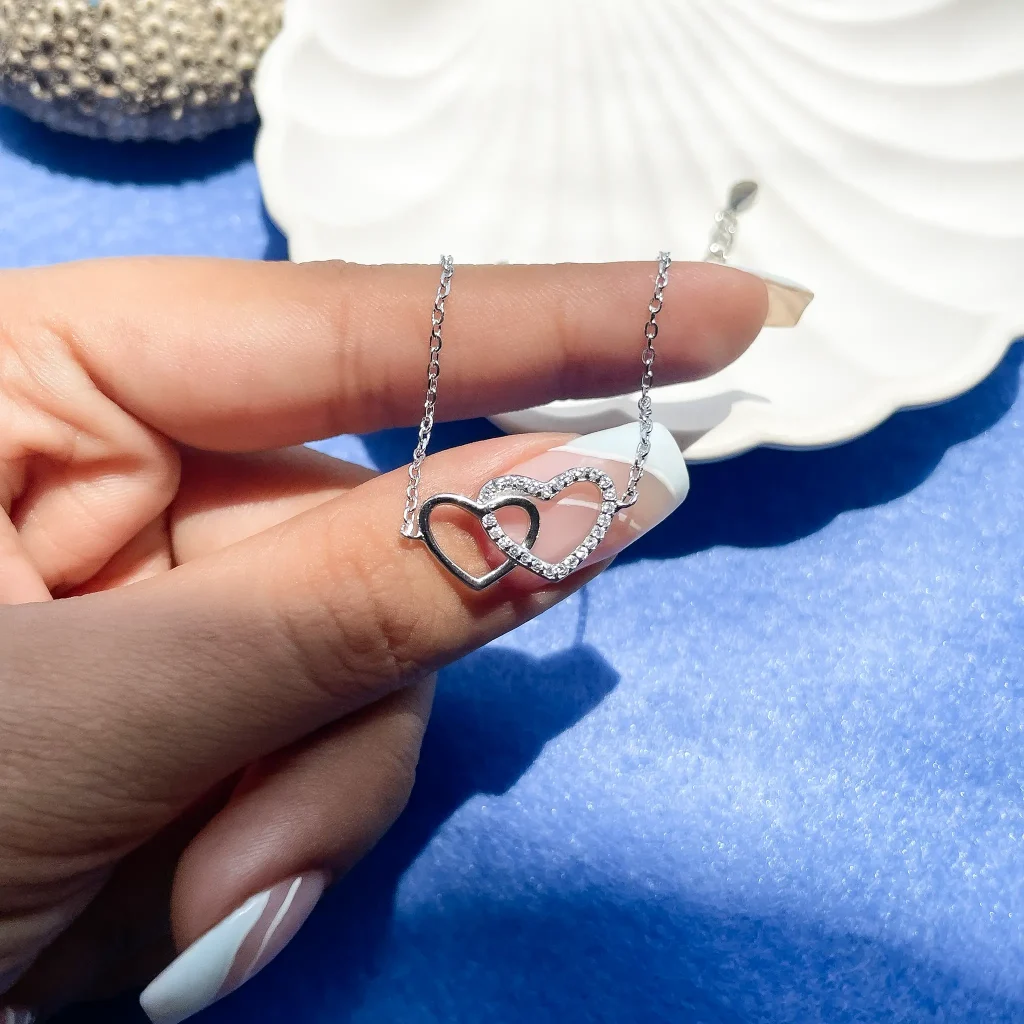 دستبند طرح قلب کریستال زیرکونیا نقره استرلینگ 925