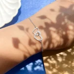 دستبند طرح قلب کریستال زیرکونیا نقره استرلینگ 925