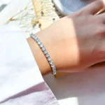 دستبند تنیسی کریستال زیرکونیا 0.4 قفل مارشال زنجیر ونیزی آبکاری رودیوم