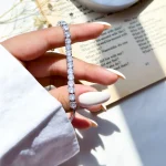 دستبند تنیسی کریستال زیرکونیا 0.4 قفل مارشال زنجیر ونیزی آبکاری رودیوم