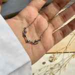 گردنبند آویزدار طرح شاخ گوزن کریستال زیرکونیا AAA+ آبکاری رودیوم