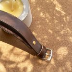 دستبند چرم پهن مشکی/قهوه ای