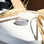 حلقه جواهری پهن نقره