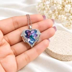 گردنبند قلب بال سواروفسکی نقره