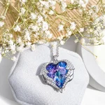 گردنبند قلب بال سواروفسکی نقره