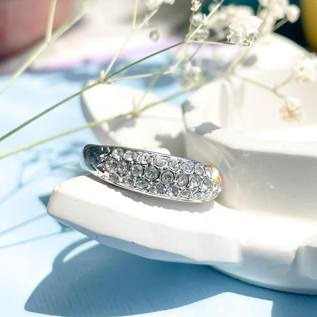 حلقه تاج کریستال جواهری آبکاری رودیوم