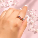 حلقه قلب رنگارنگ آبکاری رزگلد