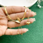 گردبنند پروانه زنجیر ماری هرینگبون استیل طلایی/نقره ای