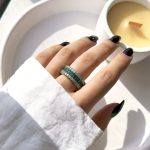 حلقه جواهری پهن کریستال صورتی/سفید/سبز آبکاری رودیوم