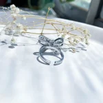 حلقه پاپیون جواهری آبکاری رودیوم قابل تنظیم