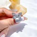 حلقه پاپیون جواهری آبکاری رودیوم قابل تنظیم