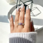 حلقه جواهری رنگارنگ نقره